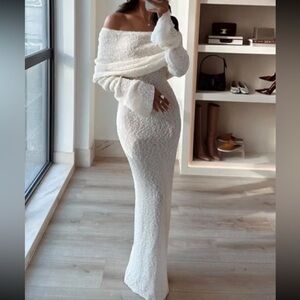 BRAND NEW Off Shoulder Open Knit Maxi Dress